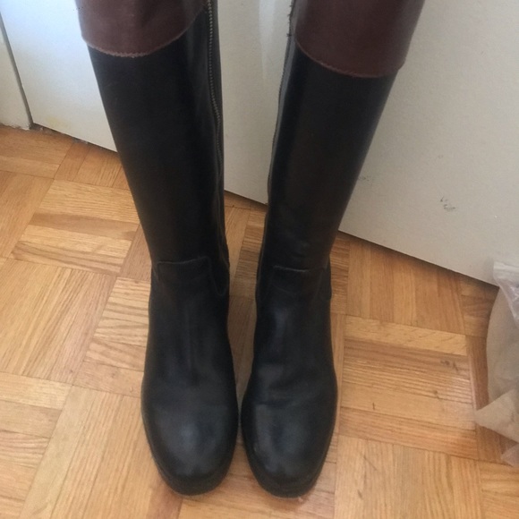 Michael Kors Hayley Black Brown Flat Riding Boots - Size 5 / 35 M - Picture 3 of 12